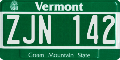VT license plate ZJN142