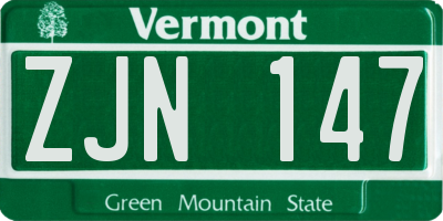 VT license plate ZJN147