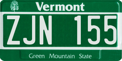VT license plate ZJN155