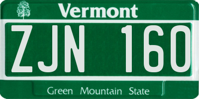VT license plate ZJN160