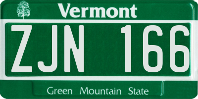 VT license plate ZJN166