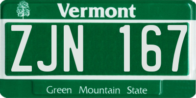 VT license plate ZJN167