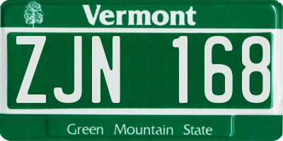 VT license plate ZJN168