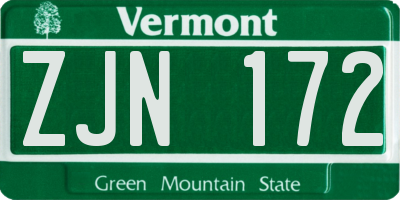 VT license plate ZJN172