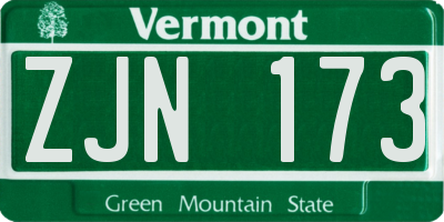 VT license plate ZJN173