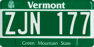 VT license plate ZJN177