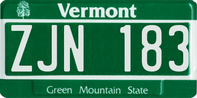 VT license plate ZJN183