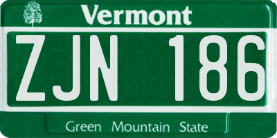 VT license plate ZJN186