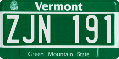 VT license plate ZJN191