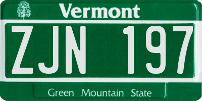 VT license plate ZJN197