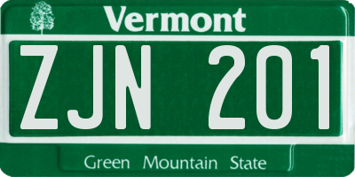 VT license plate ZJN201