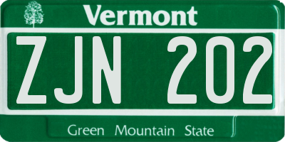 VT license plate ZJN202