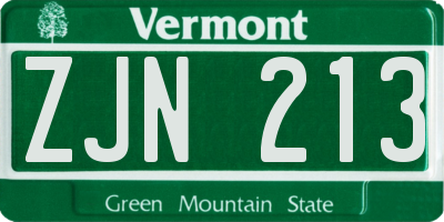 VT license plate ZJN213