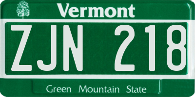 VT license plate ZJN218