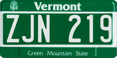 VT license plate ZJN219