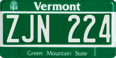 VT license plate ZJN224