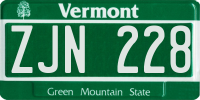 VT license plate ZJN228