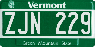 VT license plate ZJN229