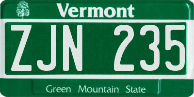 VT license plate ZJN235