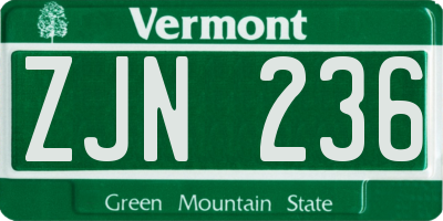 VT license plate ZJN236