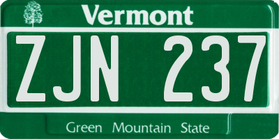 VT license plate ZJN237