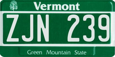 VT license plate ZJN239