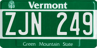 VT license plate ZJN249