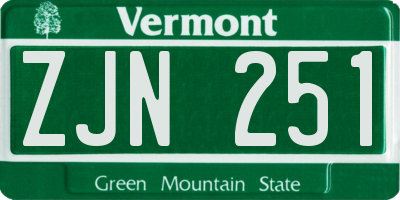 VT license plate ZJN251