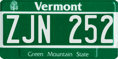 VT license plate ZJN252