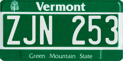 VT license plate ZJN253