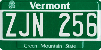 VT license plate ZJN256