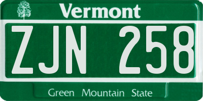 VT license plate ZJN258