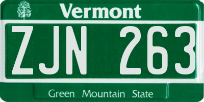 VT license plate ZJN263