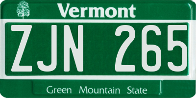 VT license plate ZJN265