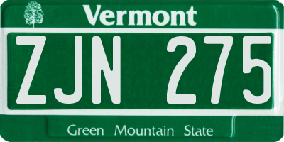 VT license plate ZJN275