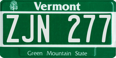 VT license plate ZJN277