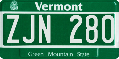 VT license plate ZJN280