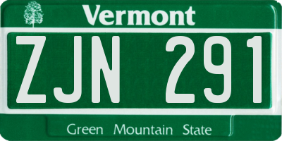 VT license plate ZJN291