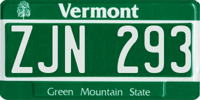 VT license plate ZJN293