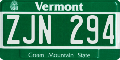 VT license plate ZJN294