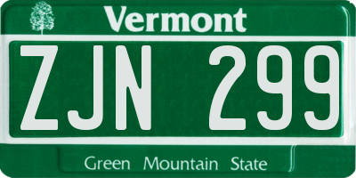 VT license plate ZJN299