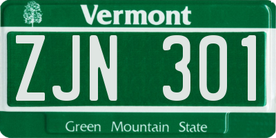 VT license plate ZJN301