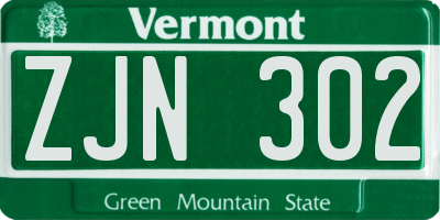 VT license plate ZJN302