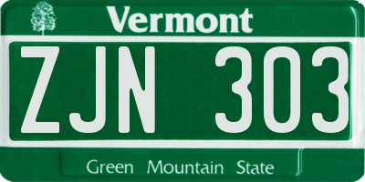 VT license plate ZJN303