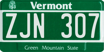 VT license plate ZJN307