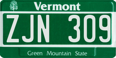VT license plate ZJN309