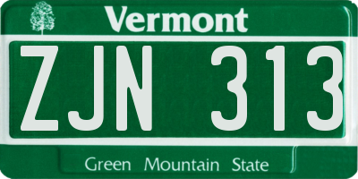 VT license plate ZJN313