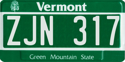 VT license plate ZJN317