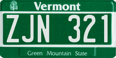 VT license plate ZJN321