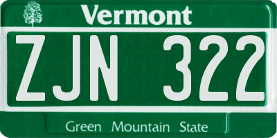 VT license plate ZJN322